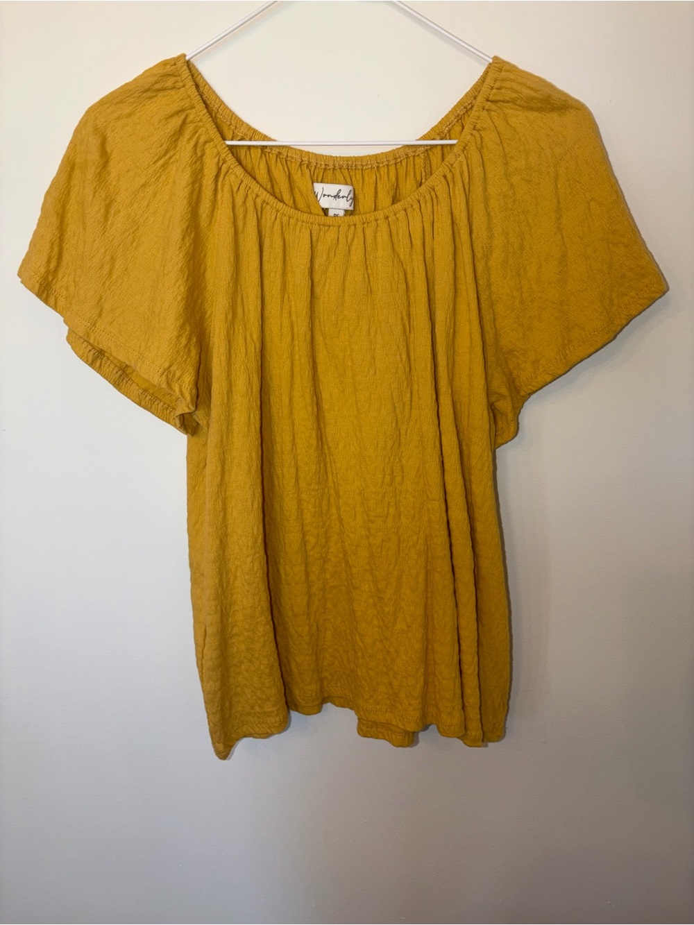 Lightweight Mustard Off-Shoulder Tunic Top - Unbranded
